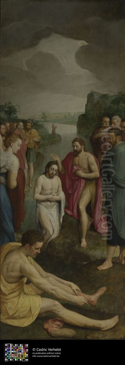 De Viglius-triptiek: de doop van Christus Oil Painting by Frans Pourbus the Elder