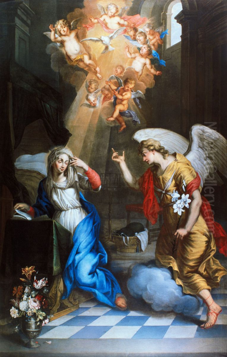 Annunciation Oil Painting by Oswald Onghers