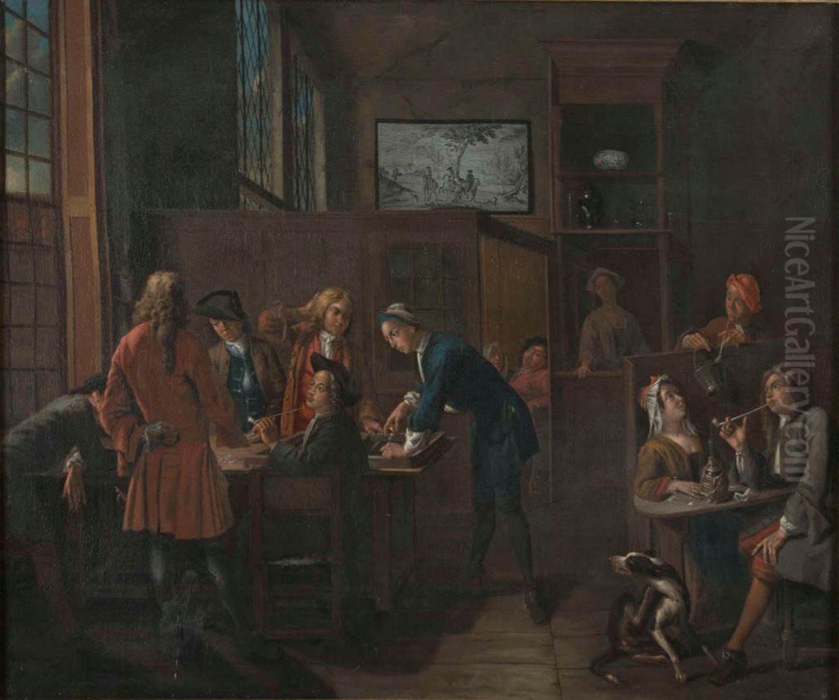 Interior of an Alehouse Oil Painting by Joseph van Aken
