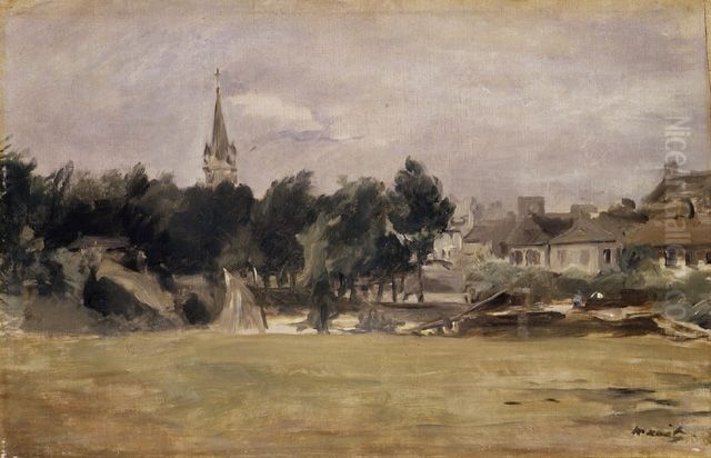 Landscape with a Village Church Oil Painting by Edouard Manet