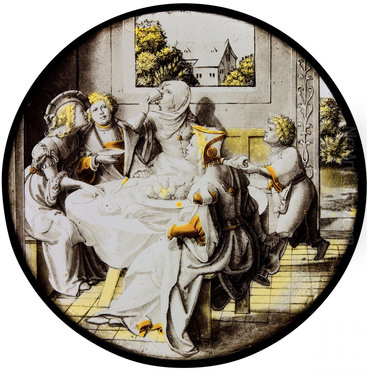 The Prodigal Son cavorting with harlots Oil Painting by Dirck Vellert