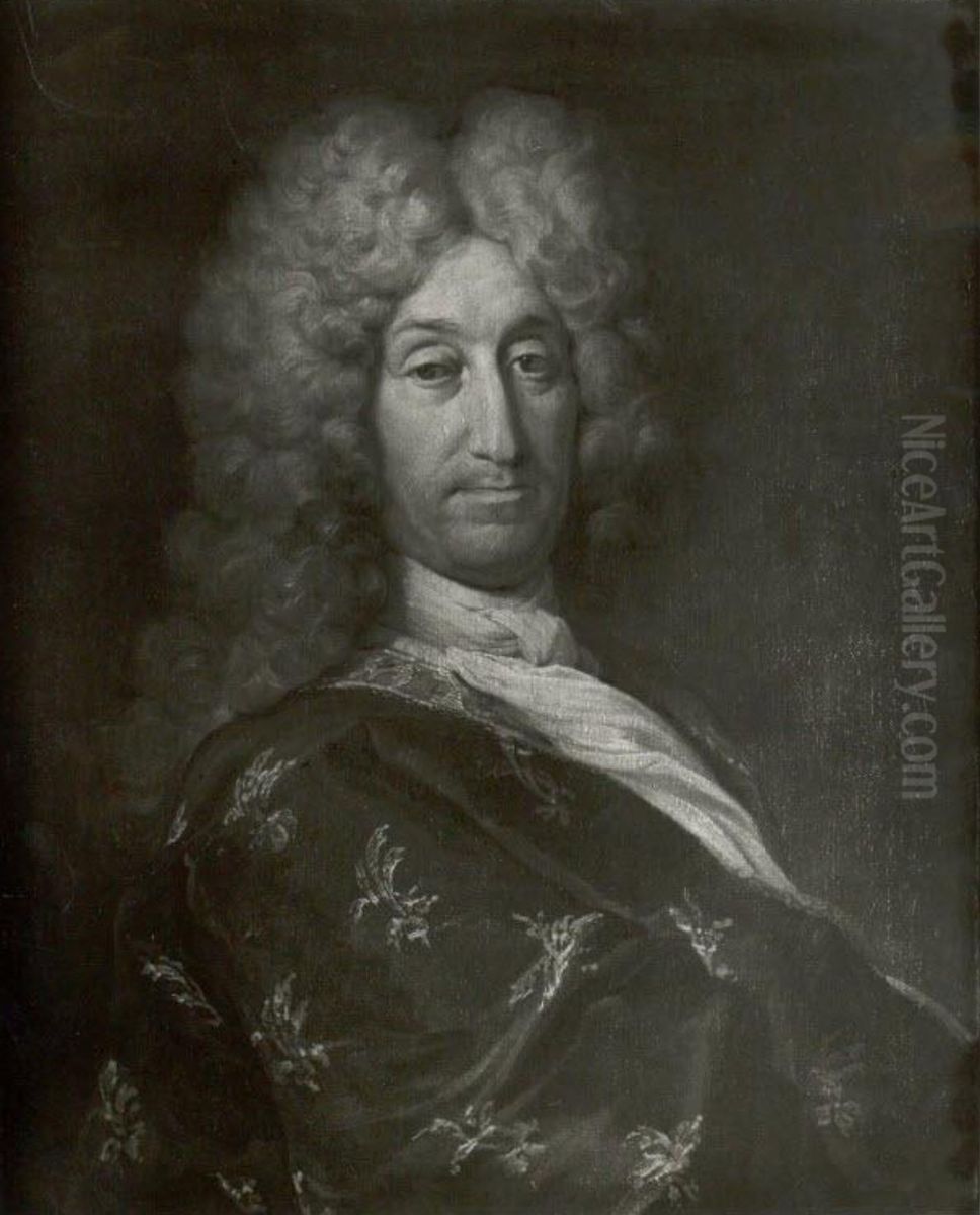 Christoph de Graffenried (1663-1719), married with Salome de Buren, Herr zu Worb, Cousin of Christoph de Graffenried (1665-1743), founder of New Bern (North Carolina). Oil Painting by Johann Rudolf Huber