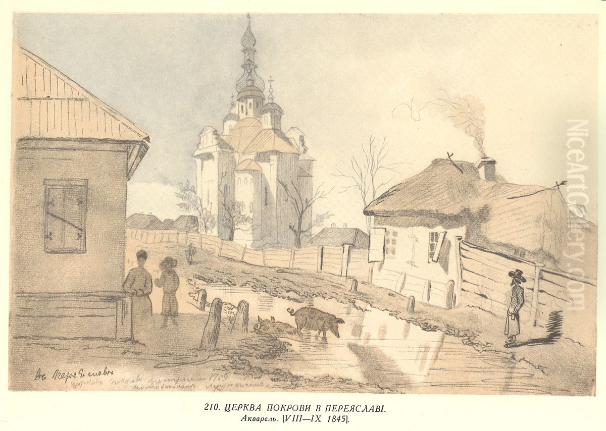 Church of the Intercession in Pereslavl Oil Painting by Taras Shevchenko