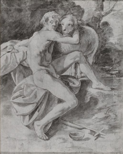 John the Baptist as a youth in the wilderness Oil Painting by Matthias Stom