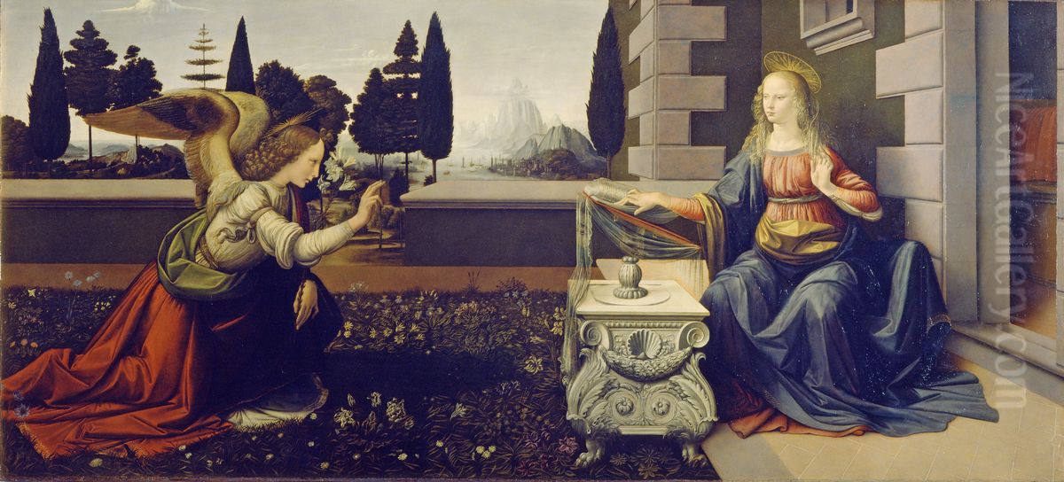Annunciation Oil Painting by Leonardo Da Vinci