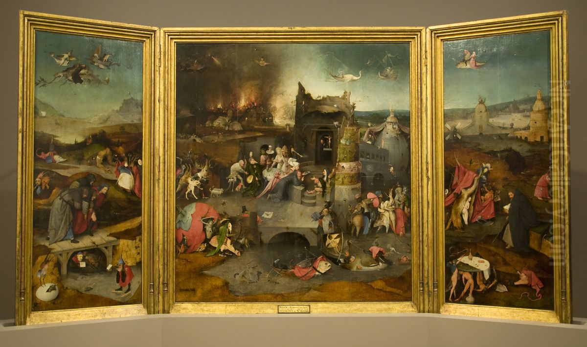 Altarpiece, The Temptation of St. Anthony Oil Painting by Hieronymous Bosch