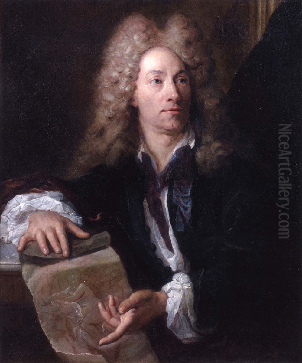 Portrait of the painter Louis de Boullogne (1654-1733) Oil Painting by Unidentified location