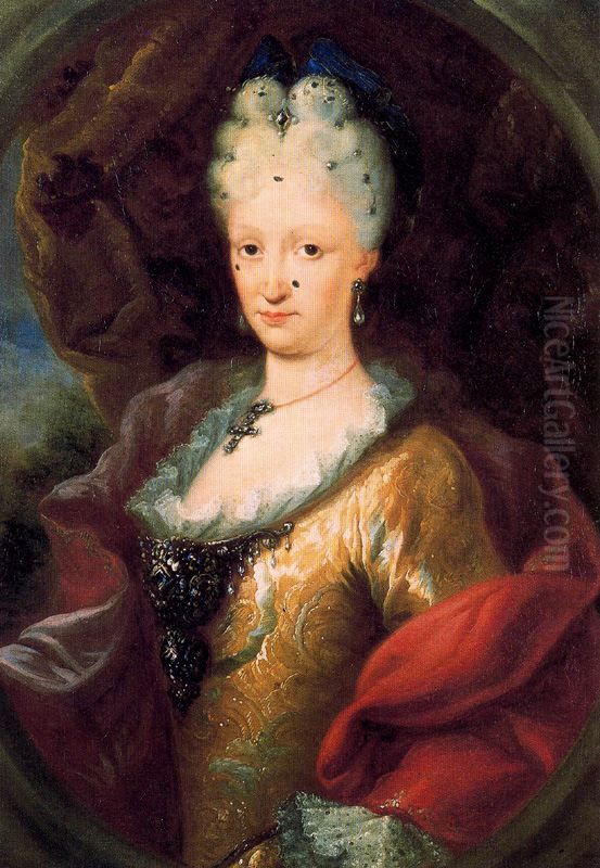 Portrait of Isabel Farnesio (1692-1766) Oil Painting by Miguel Jacinto Melendez