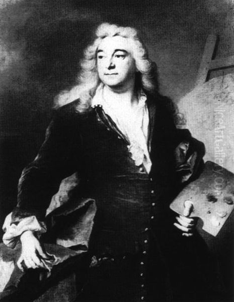 Portrait du peintre Nicolas Bertin (1667-1736) - travaillant au dessin preparatoire pour son tableau 