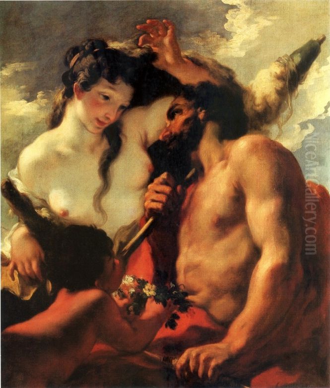 Hercules and Omphale. Oil Painting by Giovanni Antonio Pellegrini