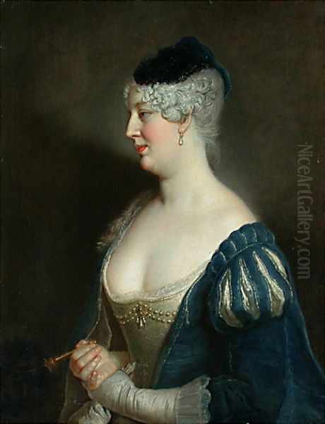 Portrait of Henriette von Zerbsten Oil Painting by Antoine Pesne