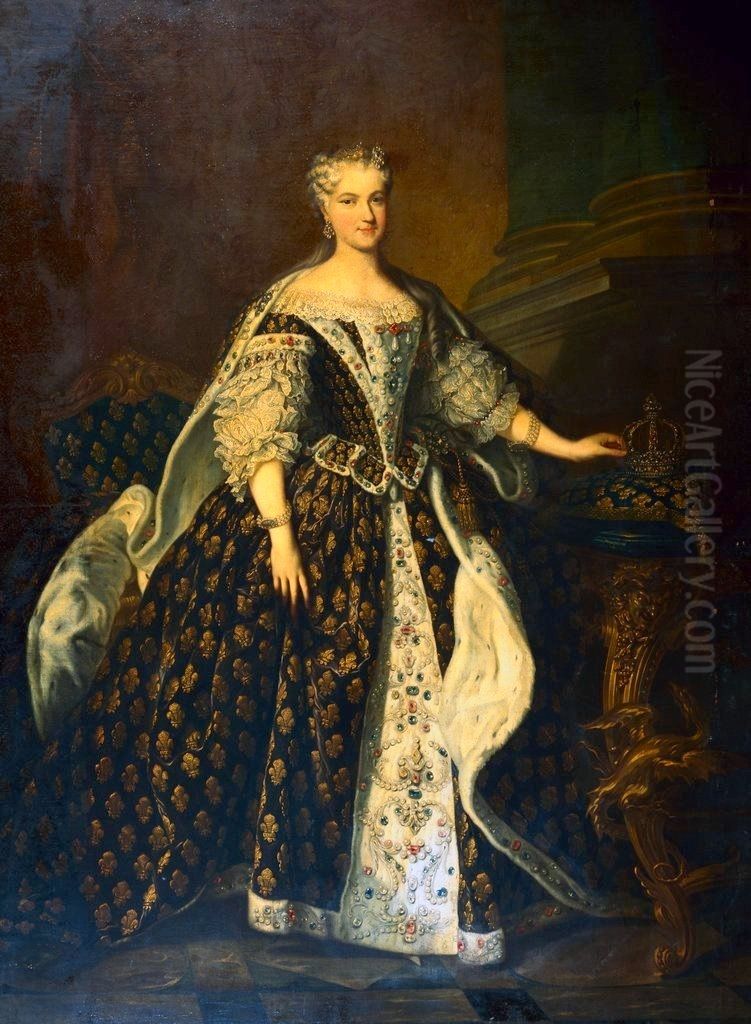 Portrait of Maria Leczinska in State Robes Oil Painting by Louis-Michel Van Loo
