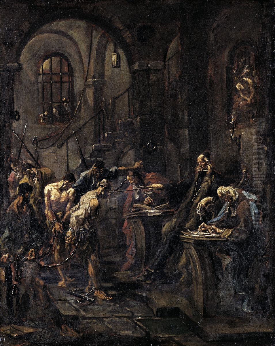 Brutal Interrogation (Torture Scene) Oil Painting by Alessandro Magnasco