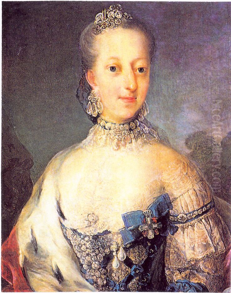 Portrait ofJuliana Maria of Brunswick-Wolfenbuttel(1729-1796) Oil Painting by Unidentified painter
