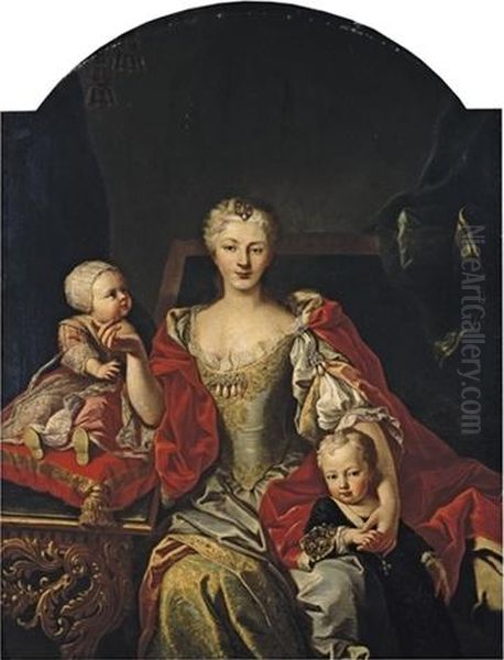 Portrait of Polyxena Christina of Hesse-Rotenburg with her children Oil Painting by Martin van Meytensand workshop