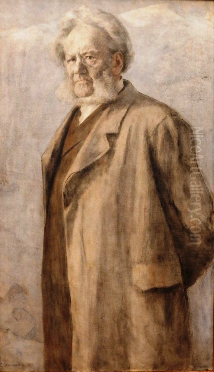 Portrait of Henrik Ibsen Oil Painting by Erik Werenskiold