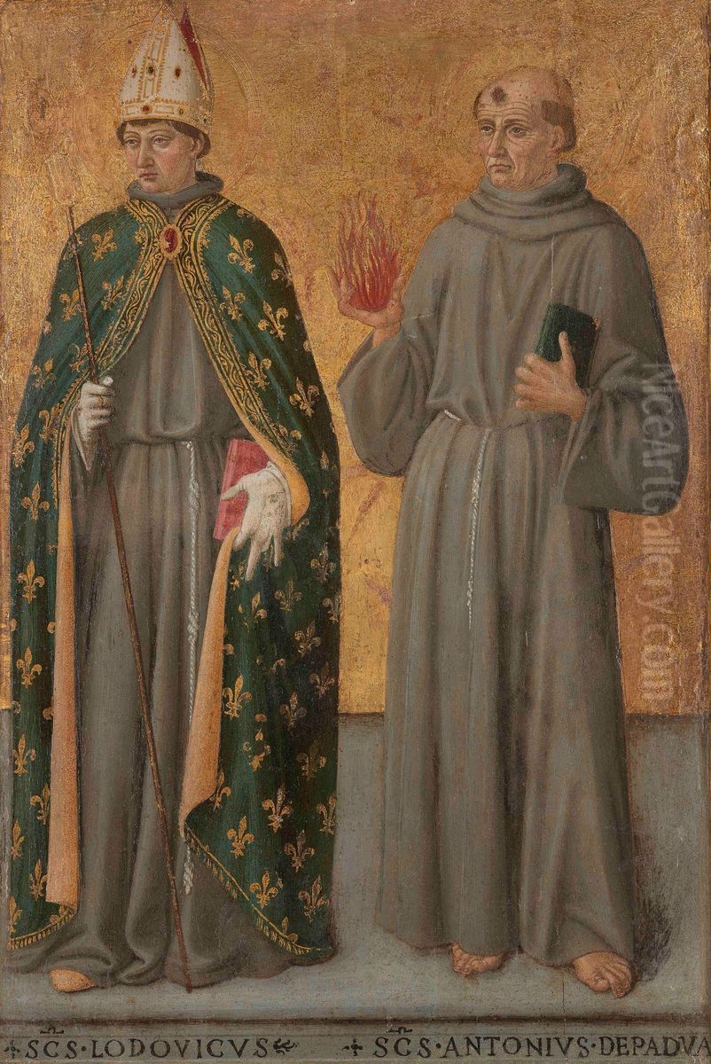Saints Louis of Toulouse and Anthony of Padua Oil Painting by Cosimo Rosselli