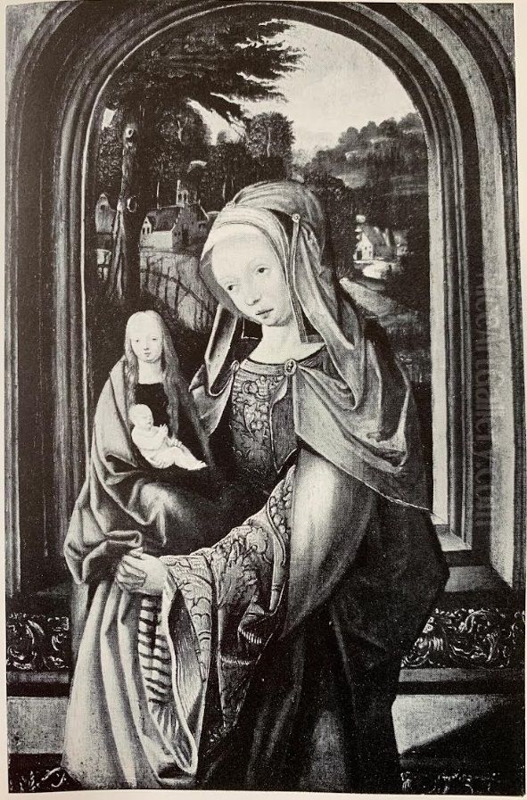 Madonna and Child with Saint Anne Oil Painting by Jacob Cornelisz Van Oostsanen