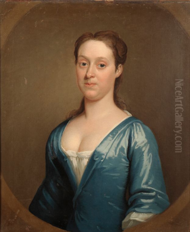 A portrait of a young lady Oil Painting by Hamlet Winstanley