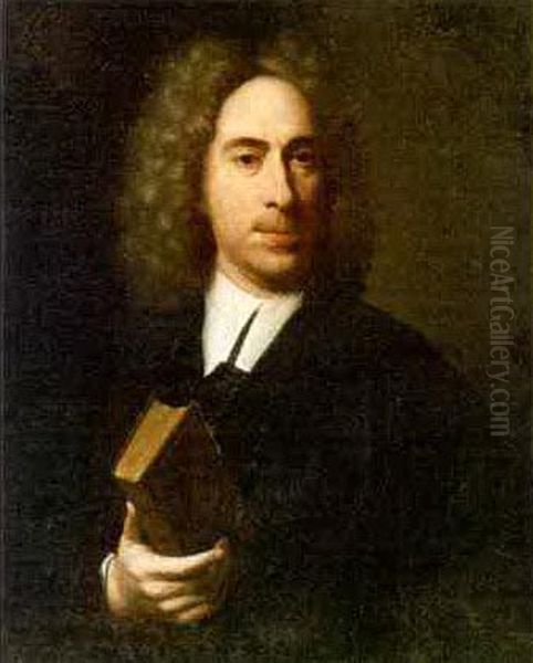 Portrait of a man with a book Oil Painting by Krzysztof Lubieniecki