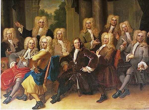 Regents of the city craft children's house of the province Utrecht - AD 1731 Oil Painting by Jan Maurits Quinkhard