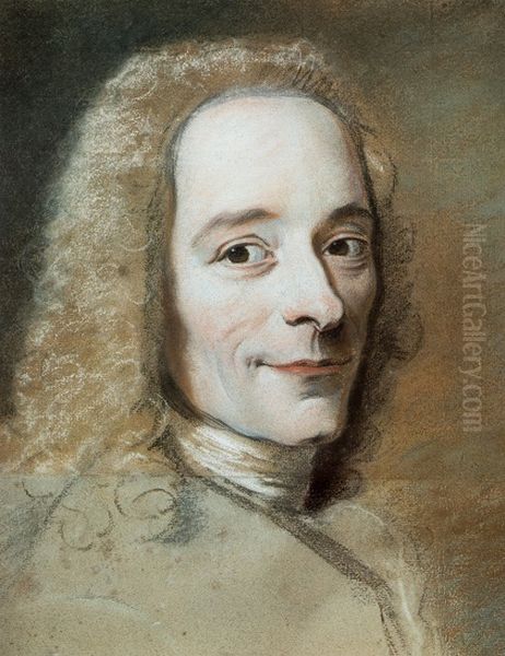 Voltaire Oil Painting by Maurice Quentin de La Tour