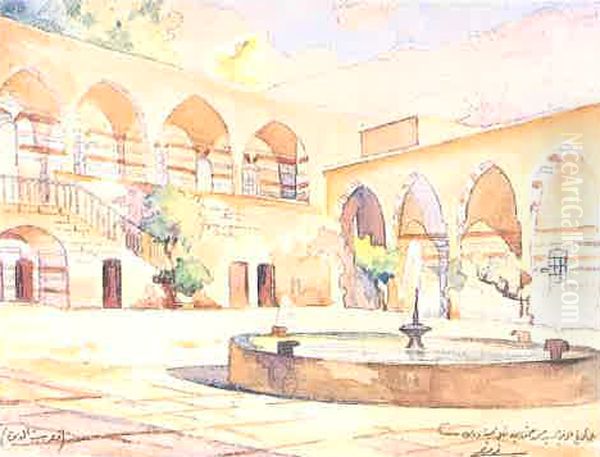 Beiteddine Palace. Oil Painting by Moustafa Farroukh