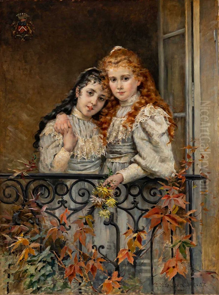 Portrait of Mlles Fondi de Niort Oil Painting by Pauline Delacroix-Garnier