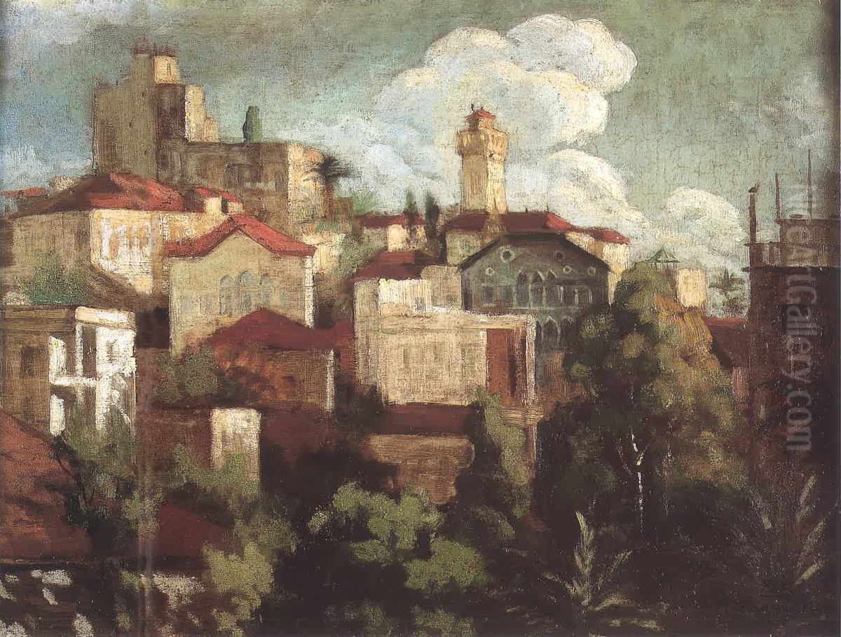 View From Beirut. Oil Painting by Moustafa Farroukh