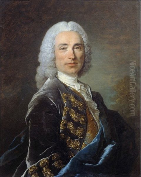 Portrait of Marquis de Lucker (Nicolas de Luker (1695-1794)) Oil Painting by Louis Tocque