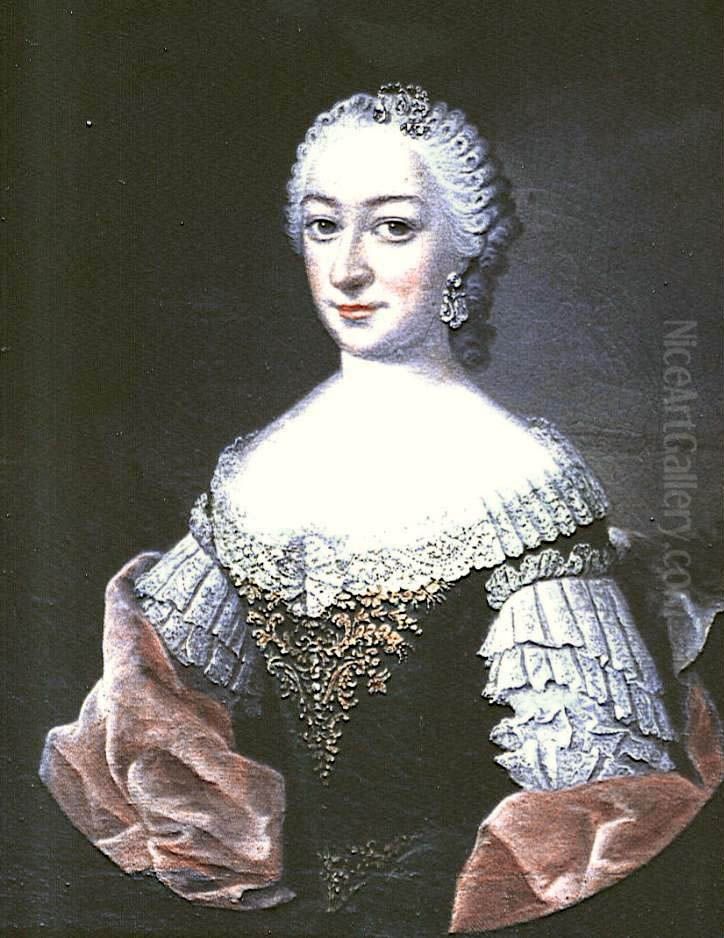 Amona Freiherrin von Sturmfeder Oil Painting by Johann Georg Ziesenis