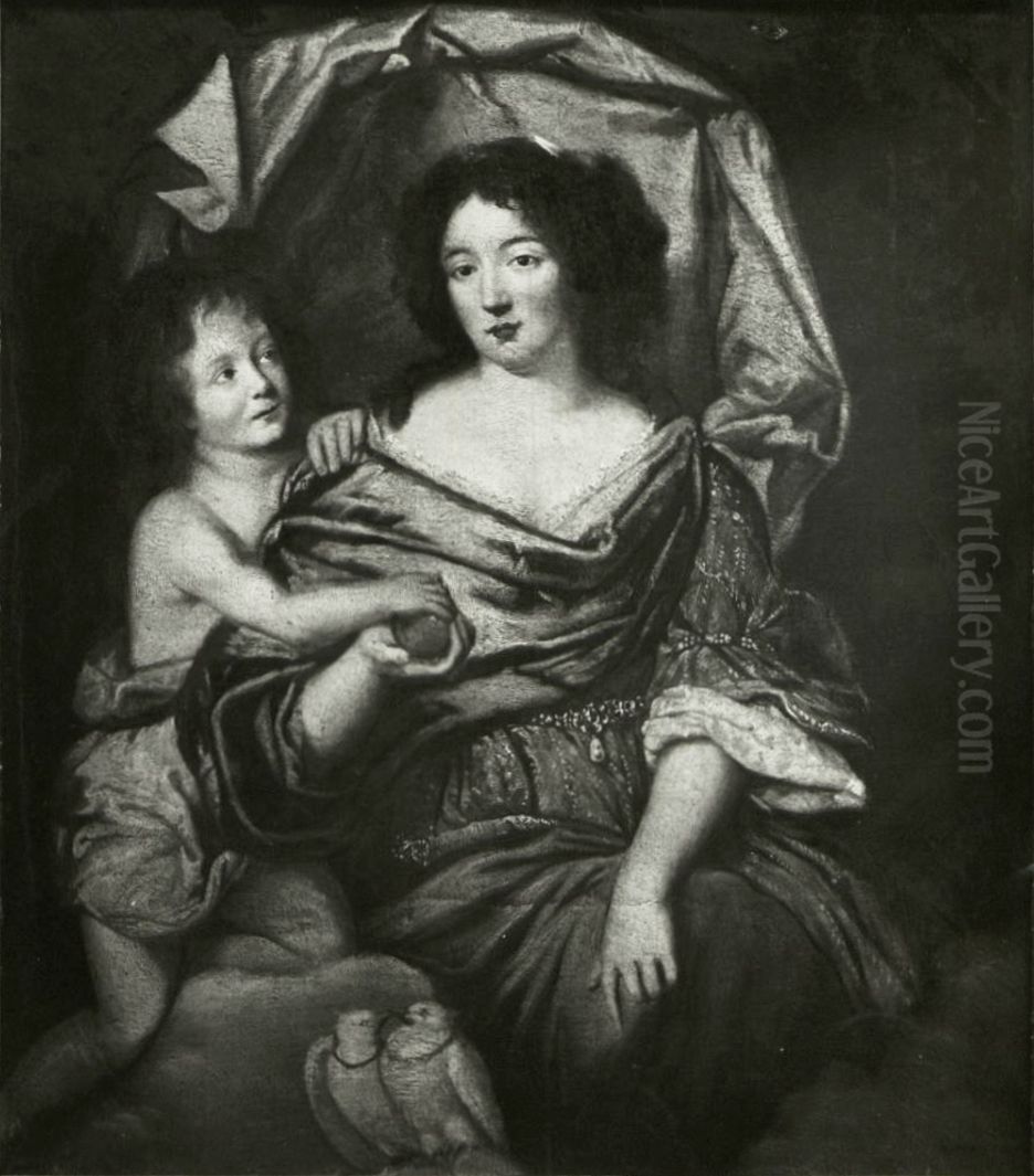 Mme de Montespan et le duc du Maine Oil Painting by Pierre Mignard I