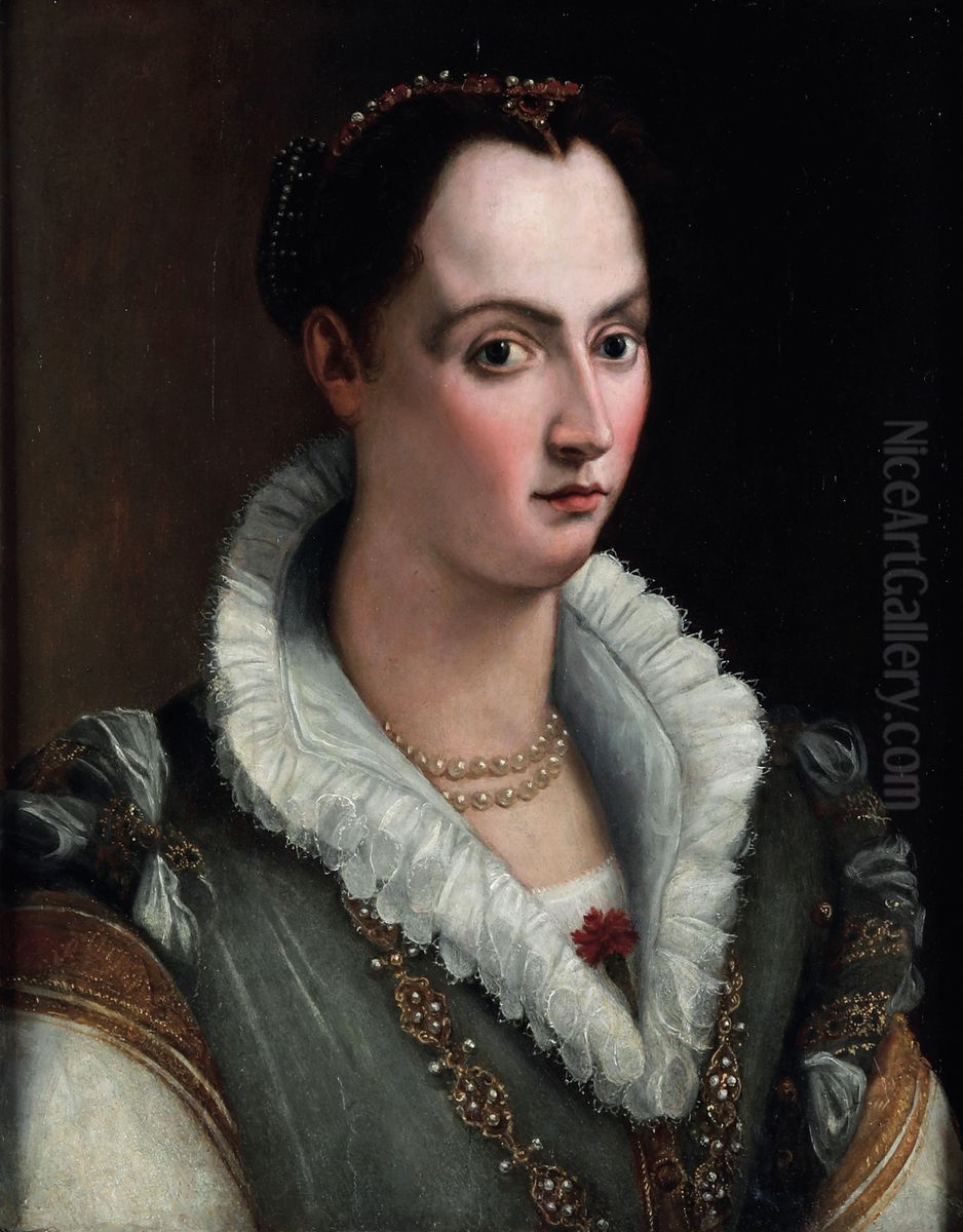 Ritratto di nobildonna con garofano rosso Oil Painting by Alessandro Allori