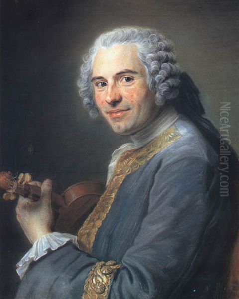 Jean-Joseph Cassanea de Mondonville(1711-1772), French violinist and composer Oil Painting by Maurice Quentin de La Tour
