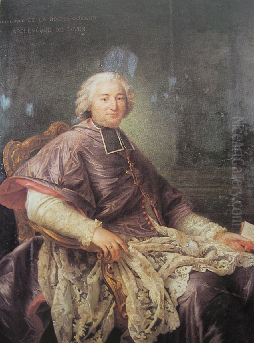 Portrait of Cardinal de la Rochefoucauld (Dominique de la Rochefoucauld), Archbishop of Rouen Oil Painting by Francois-Hubert Drouais
