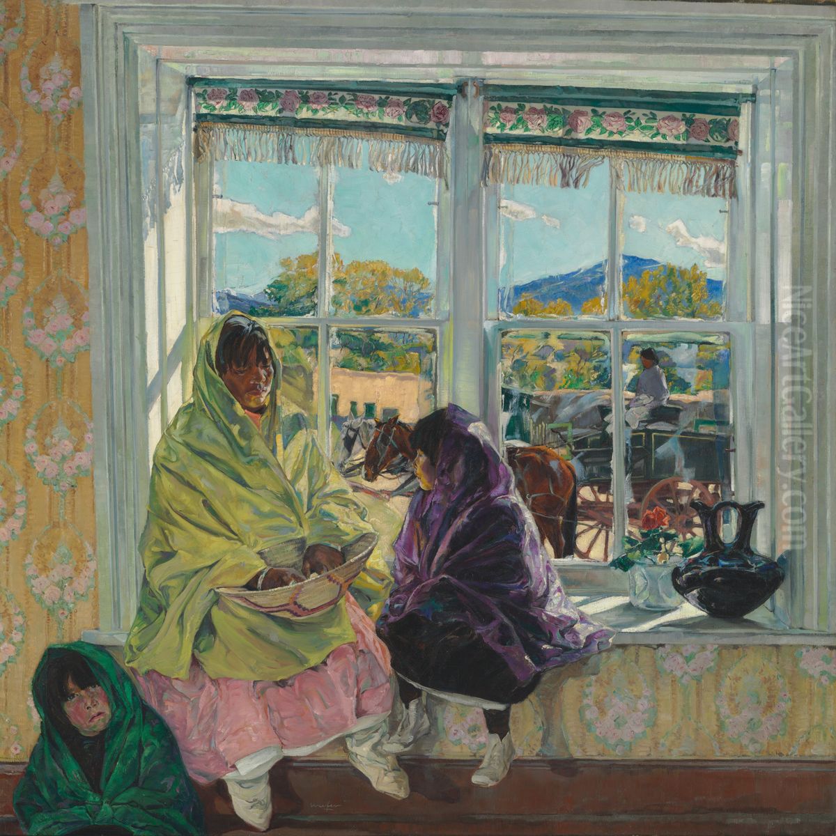 Luzanna [Lousuanna Lujan] and Her Sisters Oil Painting by Walter Ufer