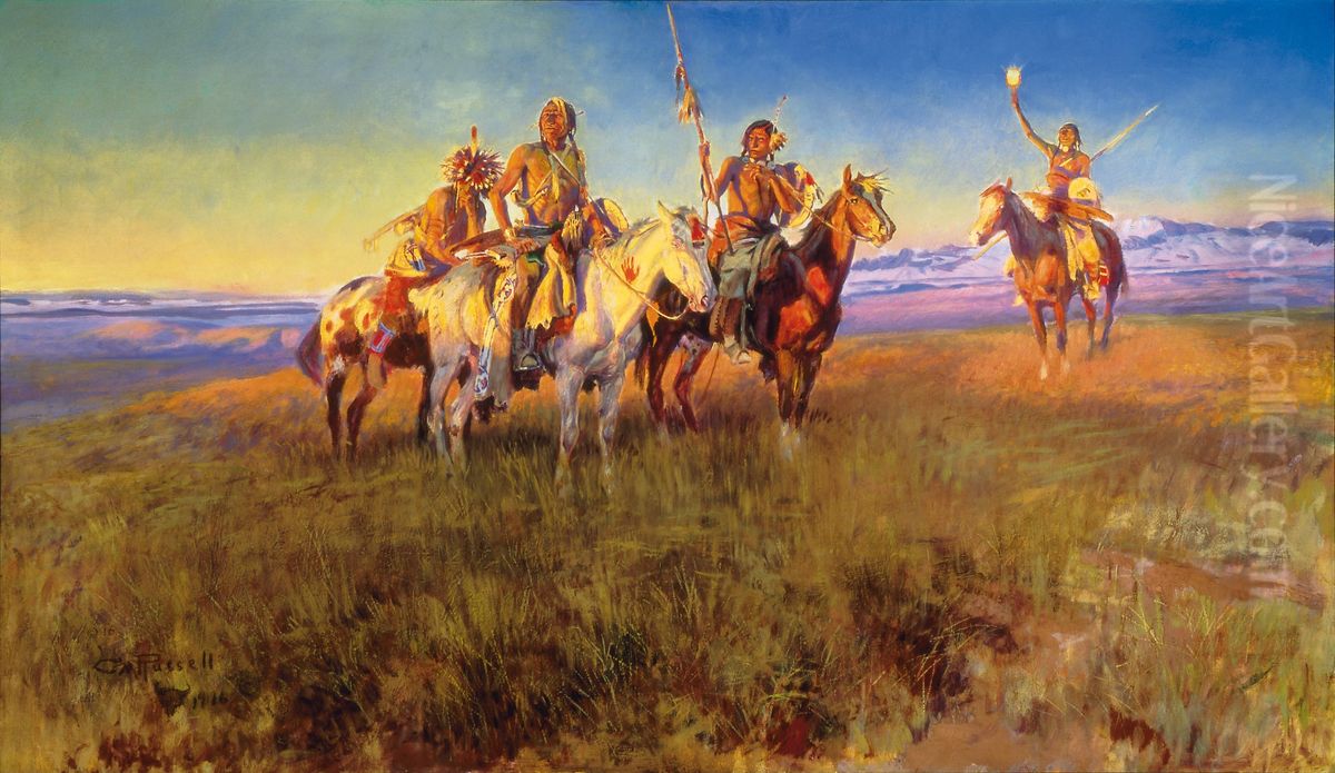 Red Man's Wireless Oil Painting by Charles Marion Russell