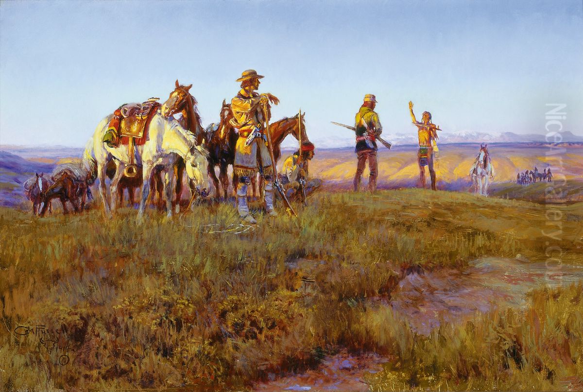 Wildman's Truce - Pipe Of Peace Oil Painting by Charles Marion Russell