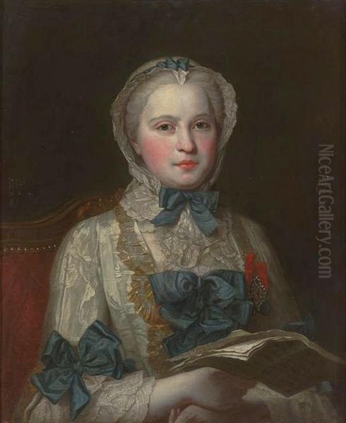 Marie Josephe of Saxony, Dauphine of France(1731-1767) Oil Painting by Maurice Quentin de La Tour
