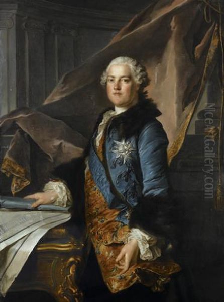 Abel-Francois Poisson, markies van Marigny (1727-1781) Oil Painting by Louis Tocque