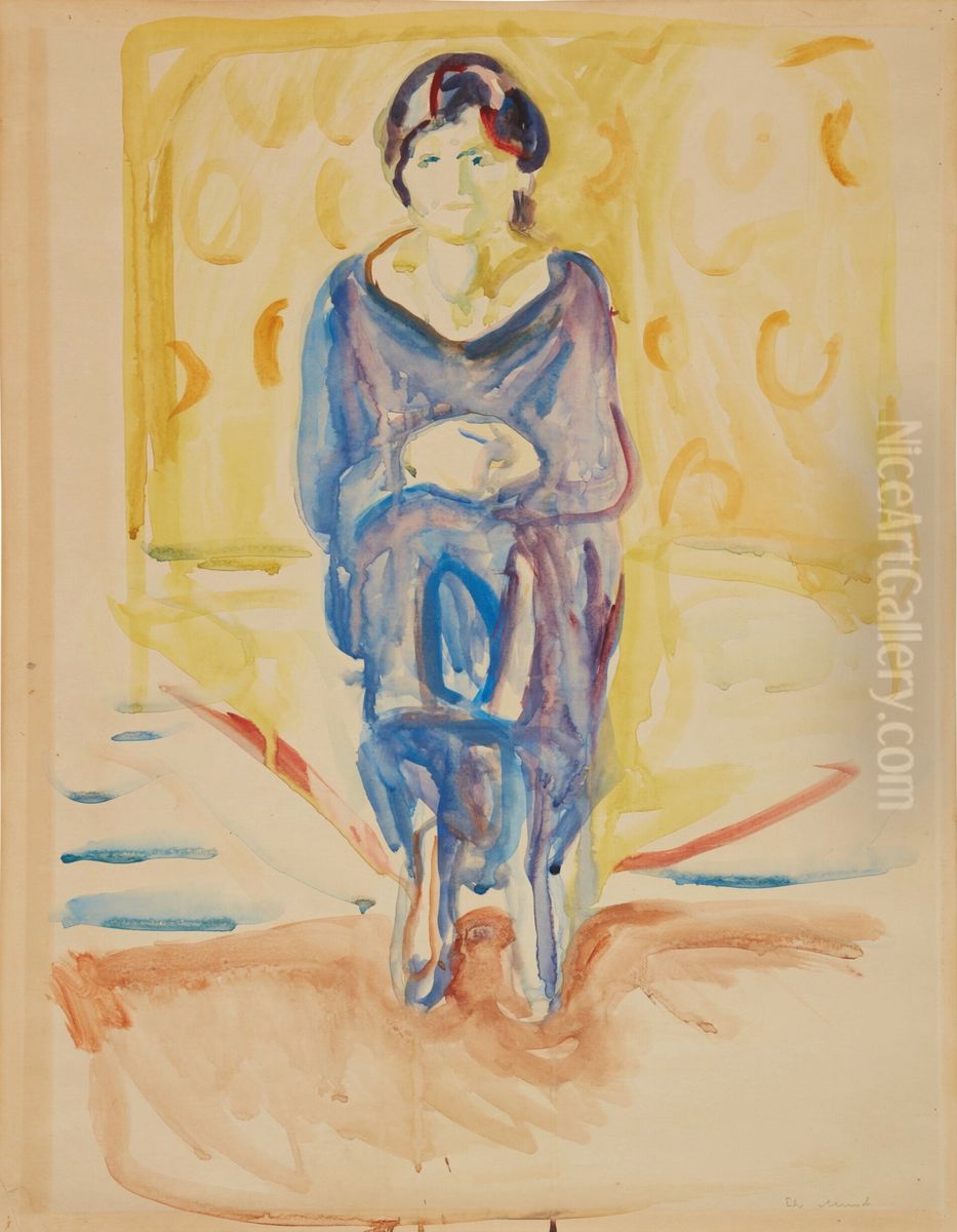 Seated Woman Oil Painting by Edvard Munch