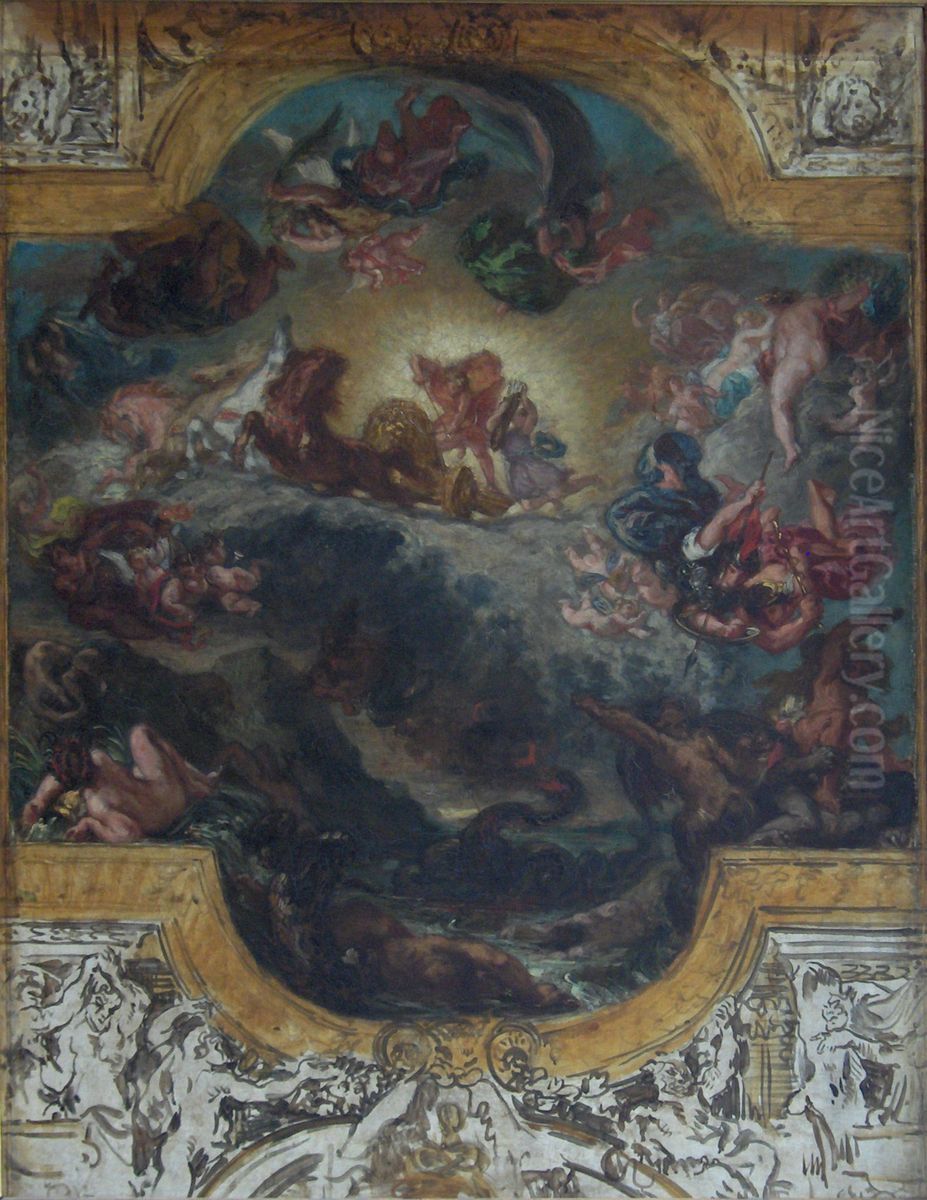 Apollo, victor of the snake Python Oil Painting by Eugene Delacroix