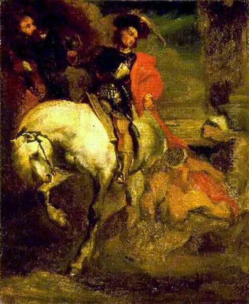Saint-Martin partageant son manteau avec un pauvre Oil Painting by Theodore Gericault