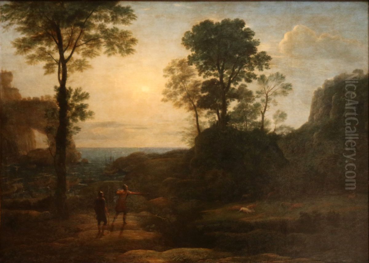 Aeneas op hertenjacht aan de kust van Libye Oil Painting by Claude Lorrain (Claude Gellee)