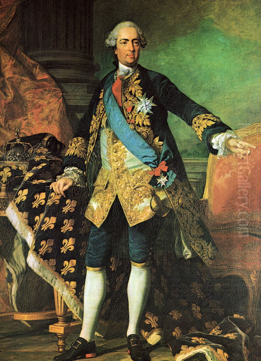 Portrait of Louis XV bearing the cross of theOrder of the Holy Spirit Oil Painting by Louis-Michel Van Loo