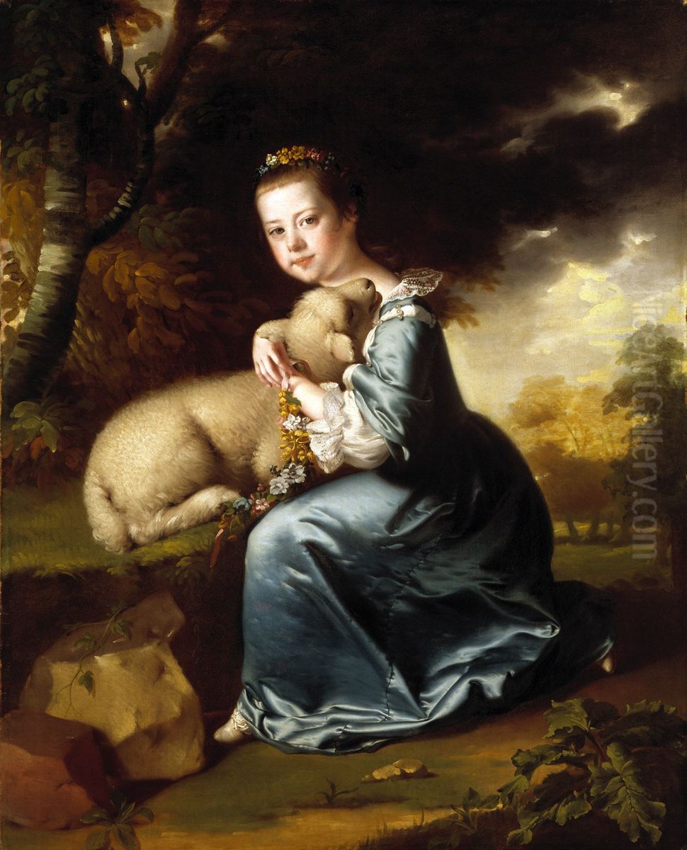 Portrait of Miss Frances Warren Oil Painting by Joseph Wright of Derby