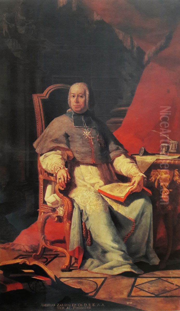 Portrait of Andrzej Stanislaw Zaluski, Bishop of Krakow. Oil Painting by Taddeo Kuntze