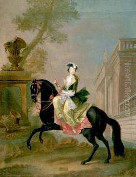Equestrian portrait of Catherine II of Russia (1729-1796) Oil Painting by Kirill Golovachevskiy