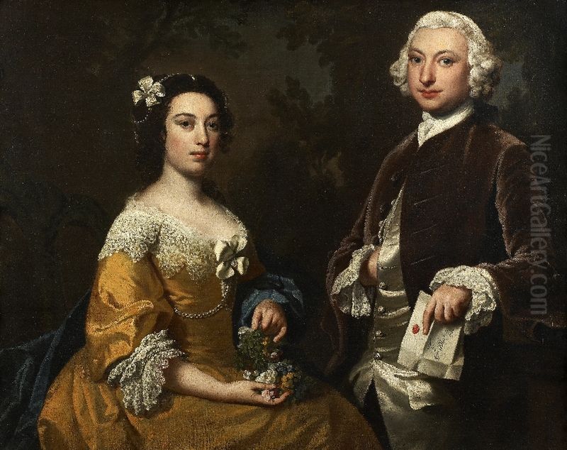 Portrait of William Wilberforce (1721-1777), and Hannah Wilberforce, nee Thornton (d.1788) Oil Painting by Joseph Highmore