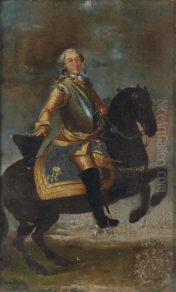 Equestrian portrait of a gentleman Oil Painting by Gennaro Basile